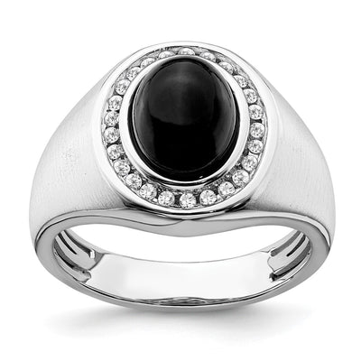 14K white gold diamond oval ring