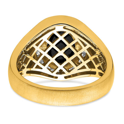 14K Oval Onyx and Diamond Mens Ring