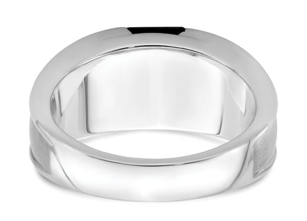 14k White Gold Onyx and Diamond Mens Ring