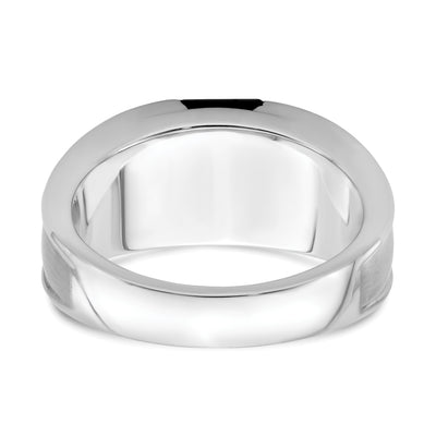 14K White Gold Onyx and Diamond Mens Ring
