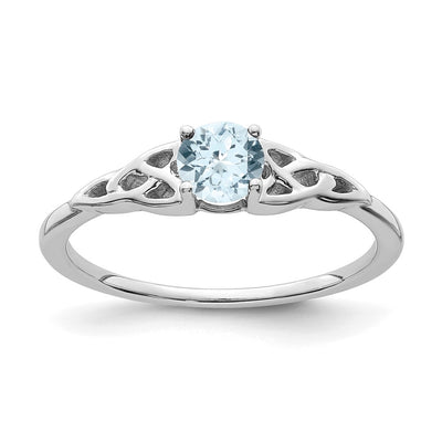 14K white gold aquamarine knot ring