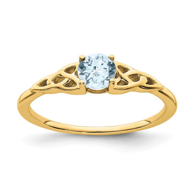 14K gold aquamarine knot ring