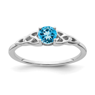 14K white gold blue topaz knot ring