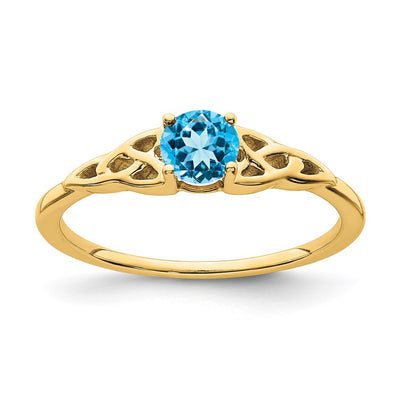 14K gold blue topaz knot ring