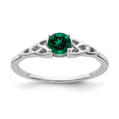 14K white gold emerald knot ring