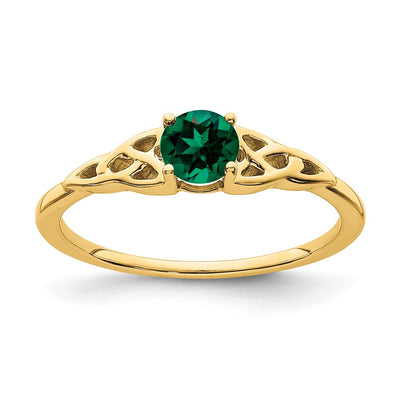 14K gold emerald knot ring