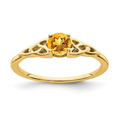 14K gold citrine knot ring