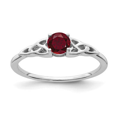 14K white gold ruby knot ring