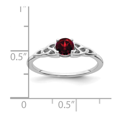 14K White Gold Garnet Celtic Knot Ring