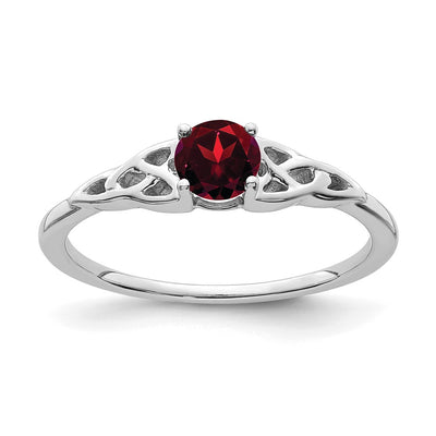 14K white gold garnet knot ring
