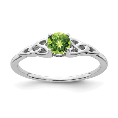 14K white gold peridot knot ring