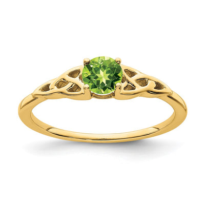 14K gold peridot knot ring