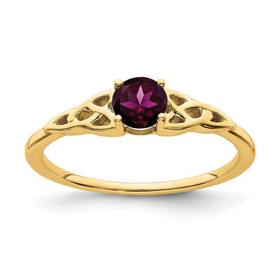 14K gold garnet knot ring