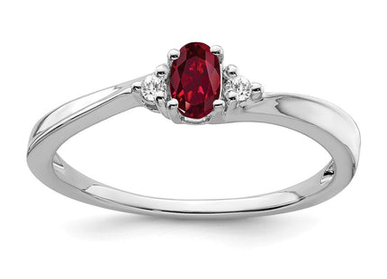14k White Gold Created Ruby and Diamond Ring (Style RM7405-CRU-004-WA)