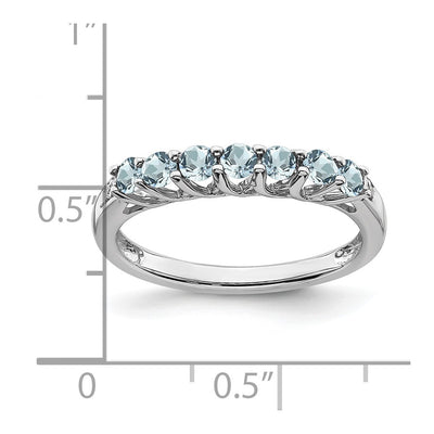 14K White Gold Aquamarine and Diamond 7-stone Ring
