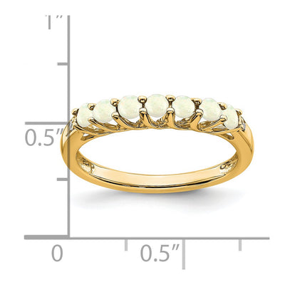 14K Created Opal and Diamond 7-stone Ring