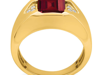 14k Emerald-cut Created Ruby and Diamond Mens Ring (Style RM7470-CRU-009-YA)
