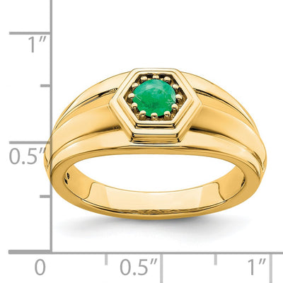 14K Emerald Mens Ring