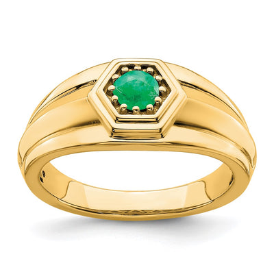 14K Emerald Mens Ring