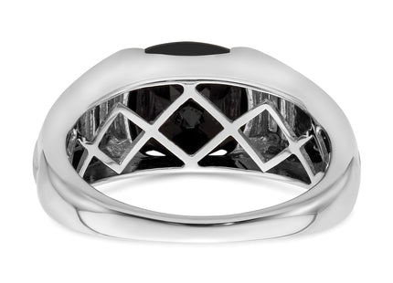 14k White Gold Onyx and Diamond Mens Ring