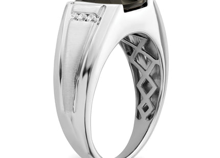 14k White Gold Onyx and Diamond Mens Ring