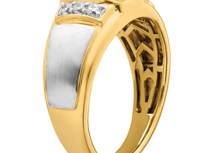 14k Two-tone Onyx and Diamond Mens Ring