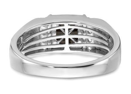 14k White Gold Square Onyx and Diamond Mens Ring