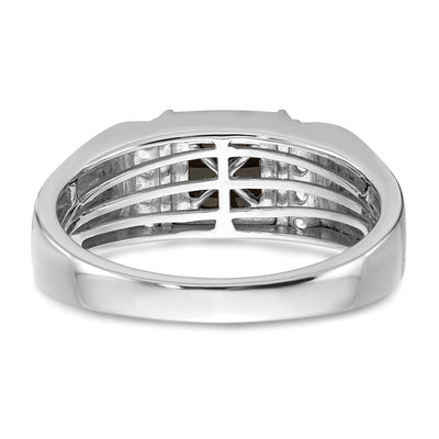 14K White Gold Square Onyx and Diamond Mens Ring