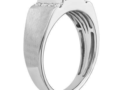 14k White Gold Square Onyx and Diamond Mens Ring