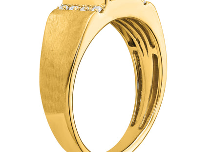 14k Square Onyx and Diamond Mens Ring