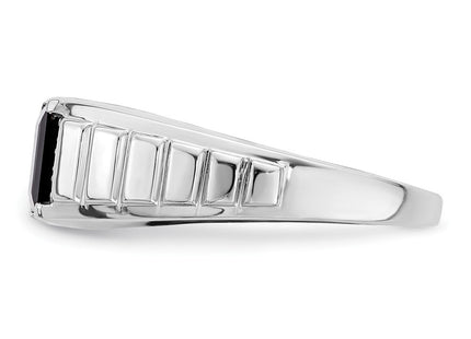 14k White Gold Square Onyx and Diamond Mens Ring (Style RM7482-OX-004-WA)