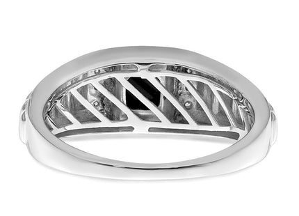 14k White Gold Square Onyx and Diamond Mens Ring (Style RM7482-OX-004-WA)