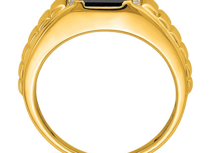 14k Square Onyx and Diamond Mens Ring (Style RM7482-OX-004-YA)