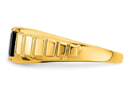14k Square Onyx and Diamond Mens Ring (Style RM7482-OX-004-YA)
