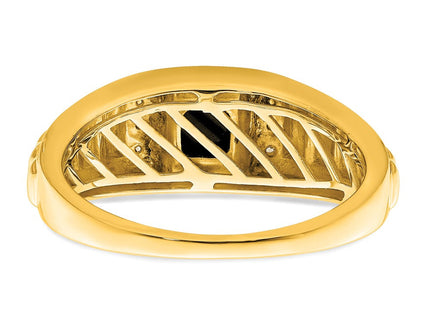 14k Square Onyx and Diamond Mens Ring (Style RM7482-OX-004-YA)