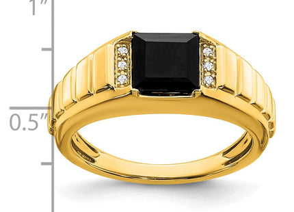 14k Square Onyx and Diamond Mens Ring (Style RM7482-OX-004-YA)