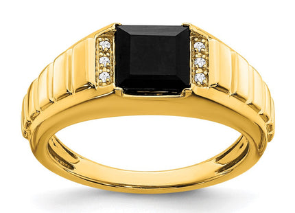 14k Square Onyx and Diamond Mens Ring (Style RM7482-OX-004-YA)