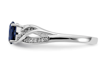 14k Yellow Gold Polished Sapphire and Diamond Ring
