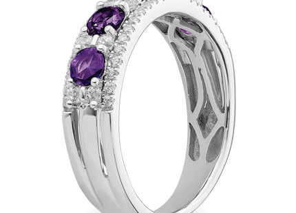 14k Yellow Gold Polished Amethyst and Diamond Ring