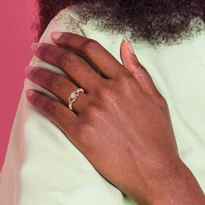 14K Rose Gold Polished Side Hearts Diamond Ring