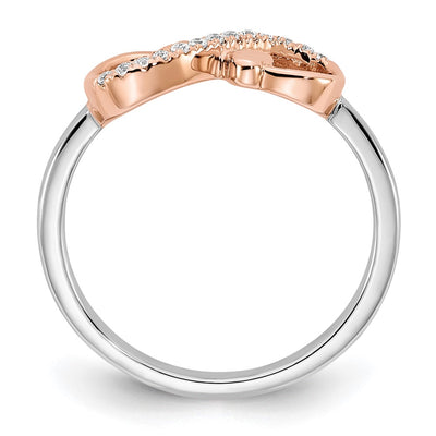 14K Two-tone White & Rose Polished Infinity Hearts Diamond Ring
