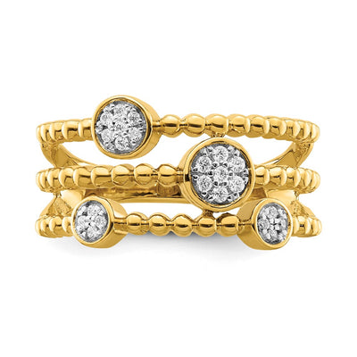 14K Polished Pavé Circles Multi-band Diamond Ring