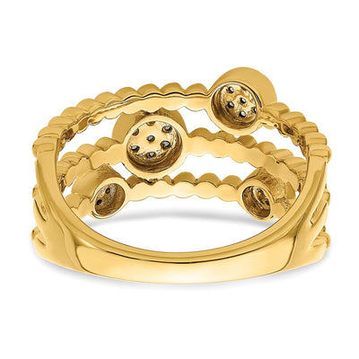14K Polished Pavé Circles Multi-band Diamond Ring