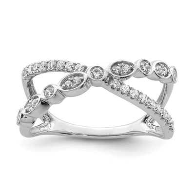 14K white gold diamond cross ring
