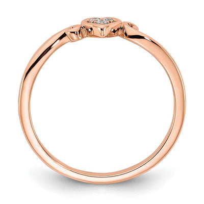 14K Rose Gold Polished Heart Diamond Ring
