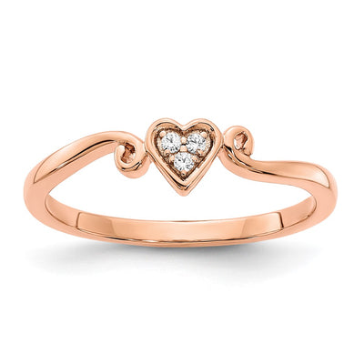 14K rose gold diamond heart ring