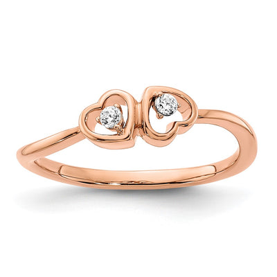 14K rose gold diamond heart ring