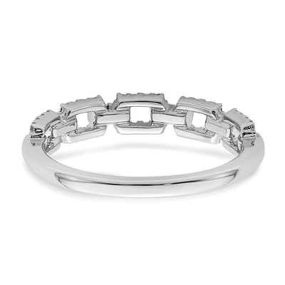 14K White Gold Polished Squares Diamond Ring