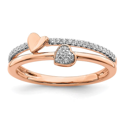 14K rose gold diamond heart ring
