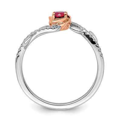14K Two-tone Polished Rose Ruby and Diamond Ring